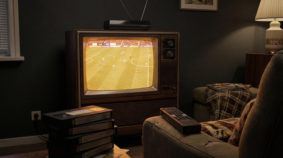 温馨客厅中复古电视播放足球直播 - im电竞